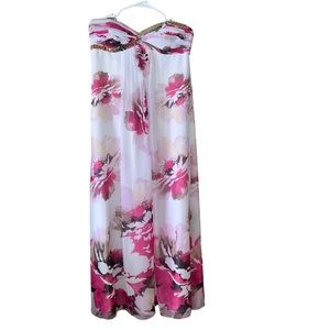 Cache Strapless Flowy Elegant Floral Maxi Dress Size 12 Feminine Romantic Event